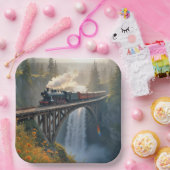 stoomlocomotief op een schraag papieren bordje (Feest)