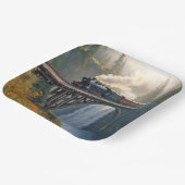 stoomlocomotief op een schraag papieren bordje (Gebogen)