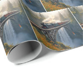  stoomlocomotief op een trestle cadeaupapier (Rol Hoek)