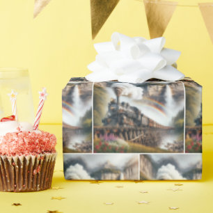  stoomlocomotief op een trestle cadeaupapier