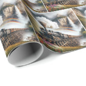 stoomlocomotief op een trestle cadeaupapier (Rol Hoek)