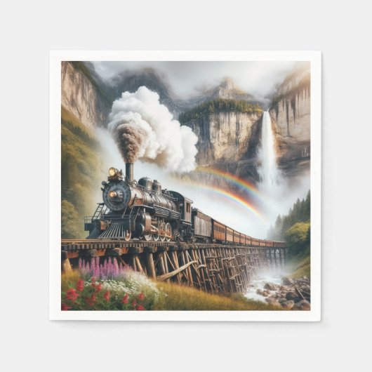  stoomlocomotief op een trestle servet (Voorkant)