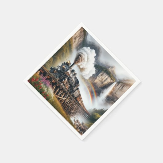  stoomlocomotief op een trestle servet (Hoek)