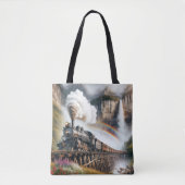 stoomlocomotief op een trestle tote bag (Voorkant)