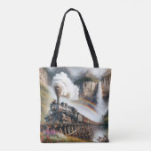 stoomlocomotief op een trestle tote bag (Achterkant)