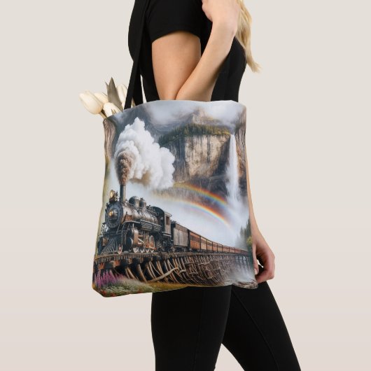 stoomlocomotief op een trestle tote bag (Dichtbij)
