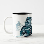 Stoomlocomotief op Snowy Mountain Tweekleurige Koffiemok (Links)