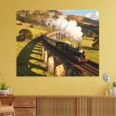 Stoomlocomotief op Viaduct Canvas Afdruk (Insitu (Woonkamer))