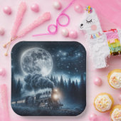 stoomlocomotief papieren bordje (Feest)