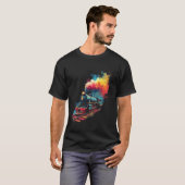 Stoomlocomotief retro art t-shirt (Voorkant volledig)