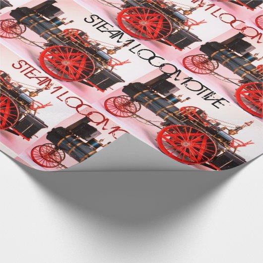 STOOMLOCOMOTIEF Rood Zwart Wit Cadeaupapier (Hoek)