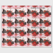  STOOMLOCOMOTIEF Rood Zwart Wit Cadeaupapier (Vlak)