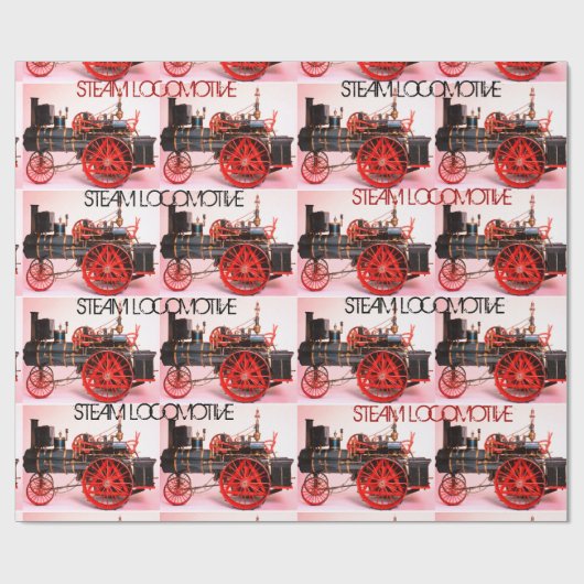  STOOMLOCOMOTIEF Rood Zwart Wit Cadeaupapier (Vlak)