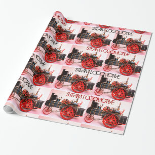  STOOMLOCOMOTIEF Rood Zwart Wit Cadeaupapier