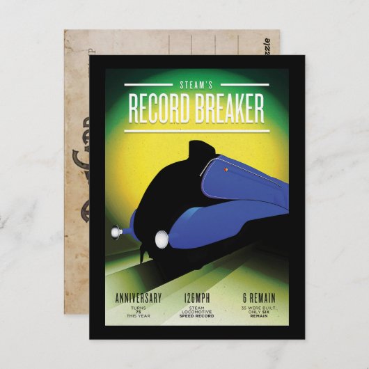 stoomlocomotief snelheidsrecord Briefkaart (Voorkant / Achterkant)