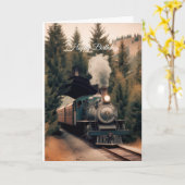 Stoomlocomotief Trein Gefeliciteerd Kaart (Gele Bloem)