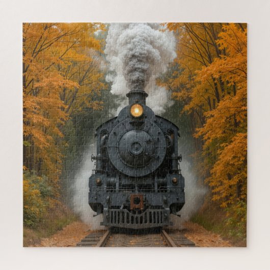 Stoomlocomotief Trein In Herfst Bos Legpuzzel (Verticaal)