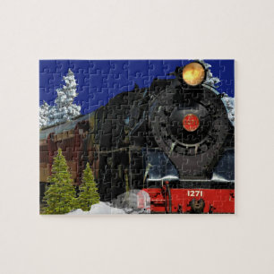 Stoomlocomotief/trein in winterpuzzel legpuzzel