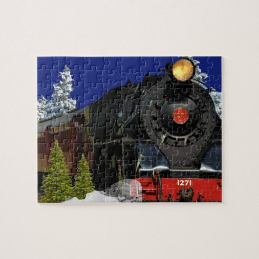 Stoomlocomotief/trein in winterpuzzel legpuzzel (Horizontaal)