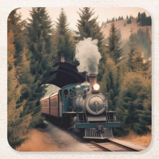 Stoomlocomotief Trein Kartonnen Onderzetters (Voorkant)