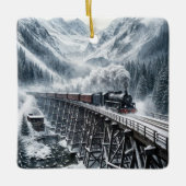 Stoomlocomotief trein op een berg Trestle Keramisch Ornament (Voorkant)