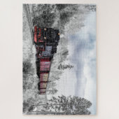 Stoomlocomotief trein reizen door de sneeuw legpuzzel (Verticaal)