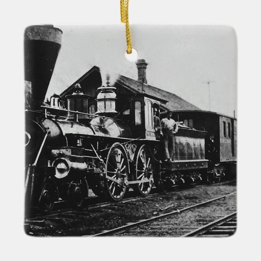 Stoomlocomotiefspoorweg Keramisch Ornament (Voorkant)