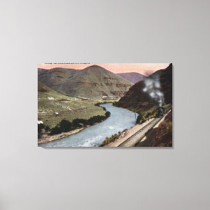 Stoomlocomotieven op spoor canvas afdruk