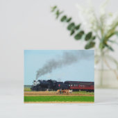Stoommachine en Amish boer Briefkaart (Staand voorkant)