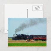 Stoommachine en Amish boer Briefkaart (Voorkant / Achterkant)