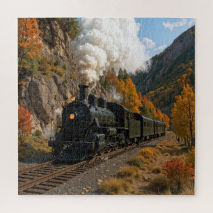  stoommachine in een herfstvallei legpuzzel