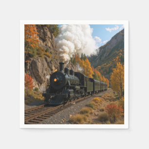  stoommachine in een herfstvallei servet