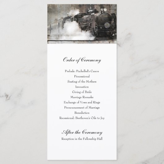 stoommachine locomotief bruiloft programma programmakaart (Achterkant)