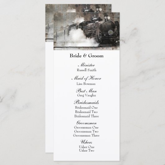 stoommachine locomotief bruiloft programma programmakaart (Voorkant / Achterkant)
