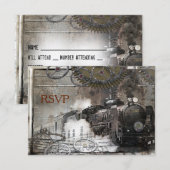 Stoommachine Steampunk RSVP Kaartje (Voorkant / Achterkant)