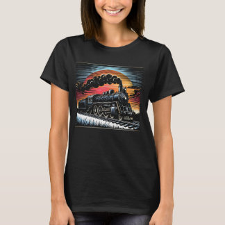 stoommachine treinlocomotief Koele Zonsondergang T-shirt