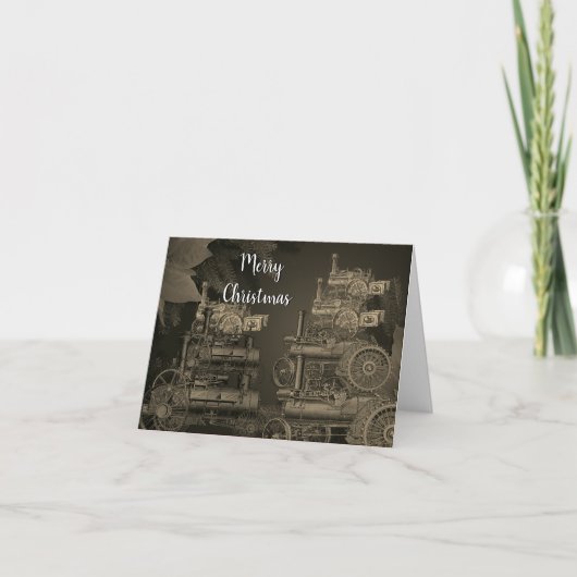 STOOMMOTOR BOERDERIJ TRACTOR TRACTIEMOTOR 1889 FEESTDAGEN KAART (Voorkant)