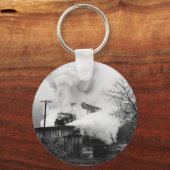 Stoommotor die een bruggenSleutelhanger kruist Sleutelhanger (Voorkant)