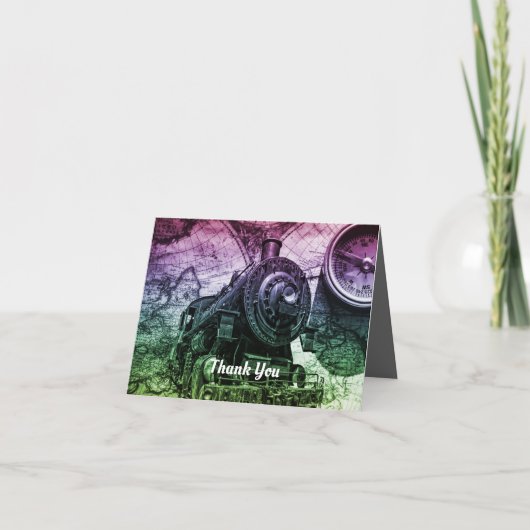 -stoommotor-locomotief bedankkaart (Voorkant)