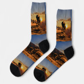  stoommotor op CPRR 229-rail op zonsondergang Sokken (Links)