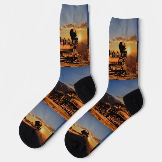 stoommotor op CPRR 229-rail op zonsondergang Sokken (Links)