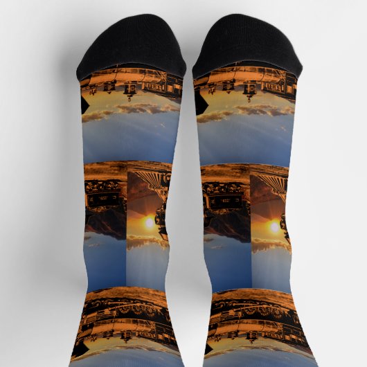  stoommotor op CPRR 229-rail op zonsondergang Sokken (Top)