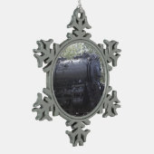 Stoommotor trein tin sneeuwvlok ornament (Links)