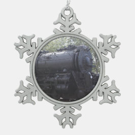 Stoommotor trein tin sneeuwvlok ornament