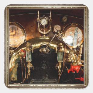 Stoommotorkap Vierkante Sticker