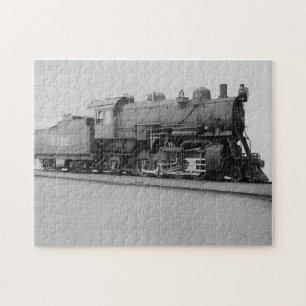  stoommotortrein Mikado Black White Legpuzzel