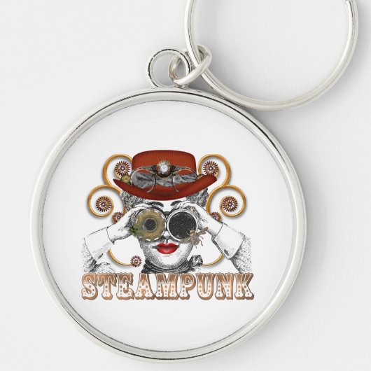stoompunk-collagekunst die ernaar uitziet sleutelhanger (Voorkant)