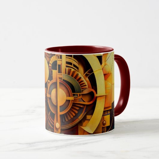 StoomPunk Gouden Mechanisme Abstract Mok (Voorkant rechts)