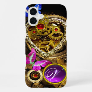 STOOMPUNK HART,TANDWIELEN,EDELSTENEN,VLINDERS MONO iPhone 16 PLUS HOESJE