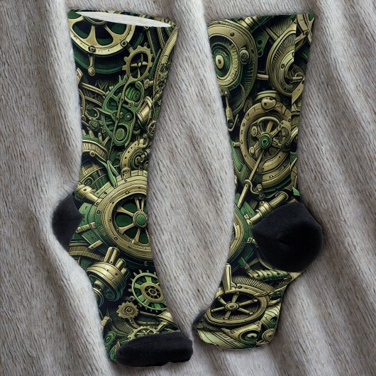 StoomPunk Industriële Groene Tandwielen Sokken